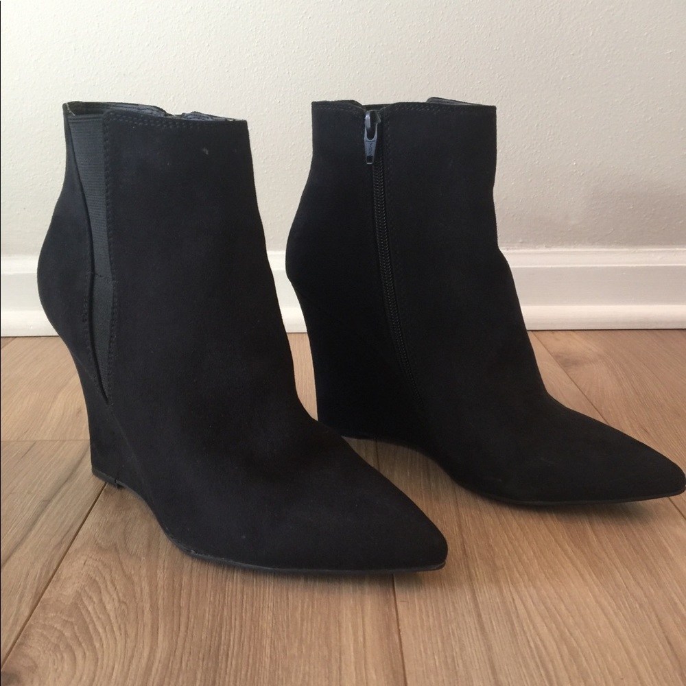 Black Wedge Ankle Boots